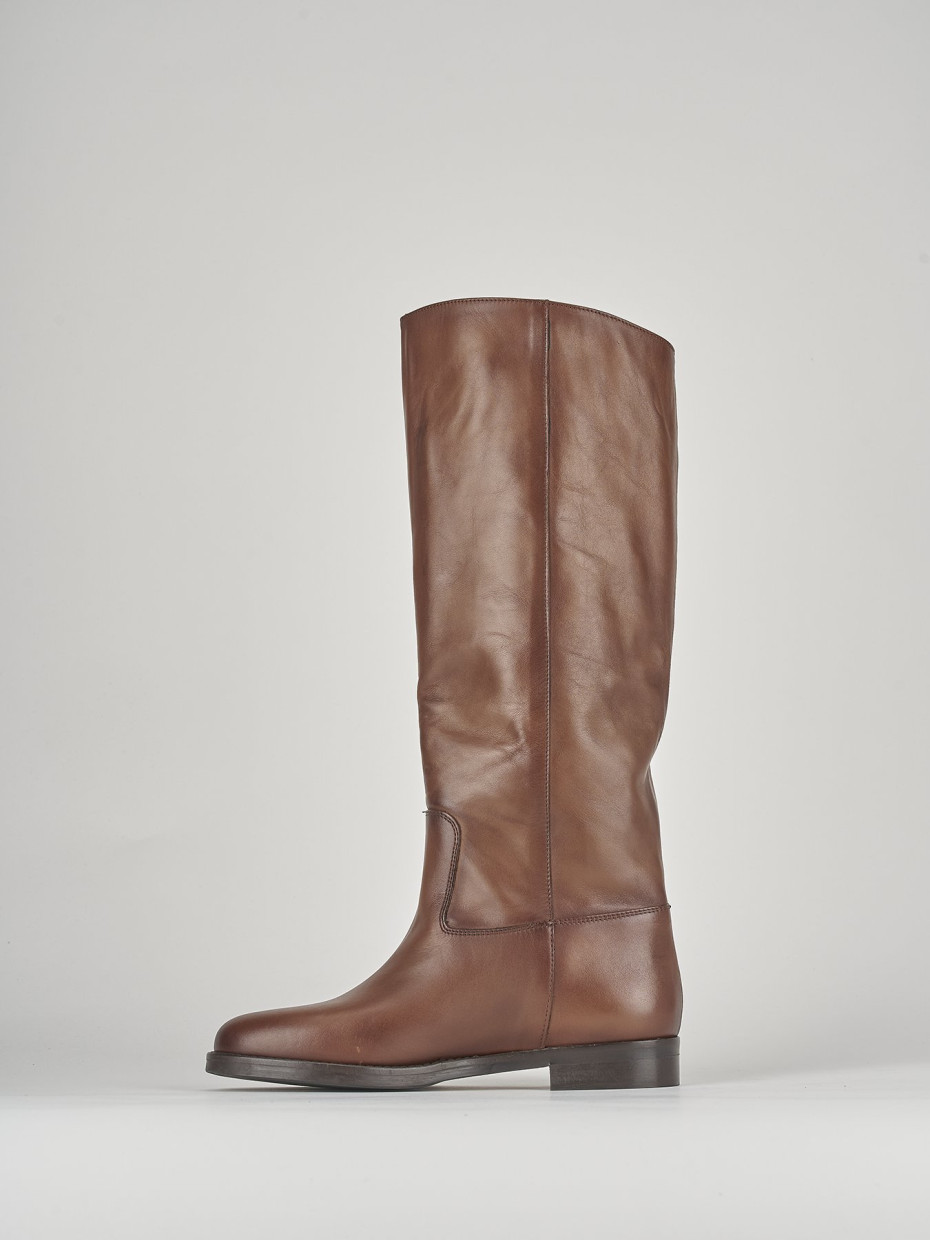 Low heel boots heel 3 cm brown leather