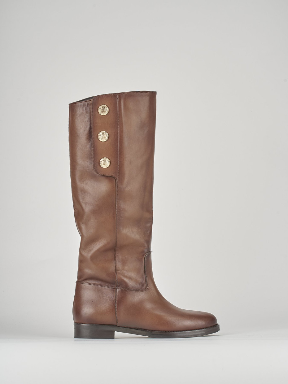 Low heel boots heel 3 cm brown leather