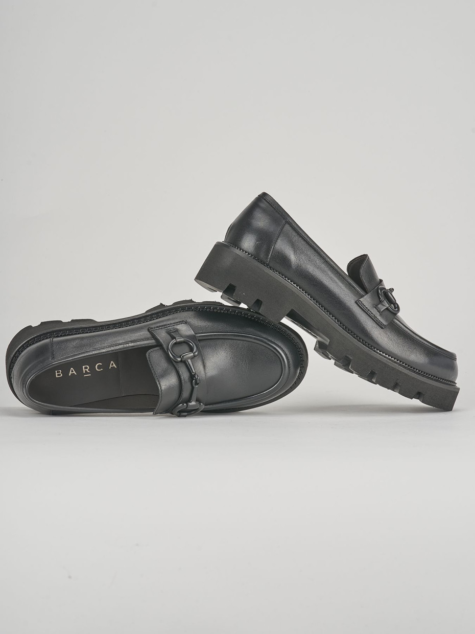 Mocassini tacco 2cm pelle nero