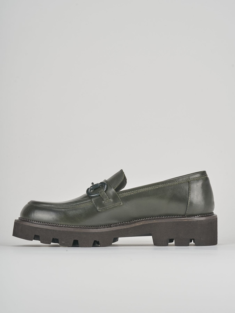 Mocassini tacco 2cm pelle verde