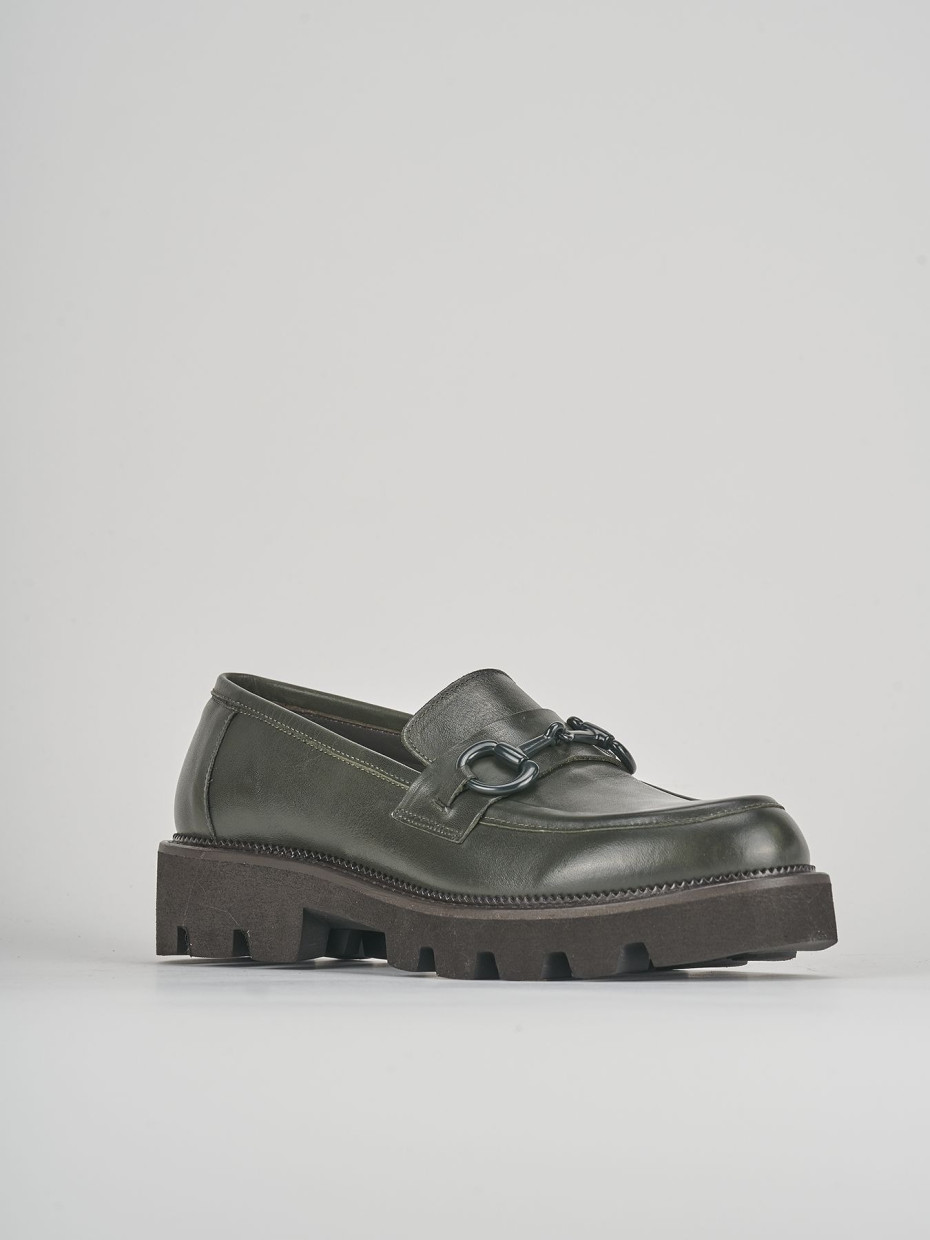 Mocassini tacco 2cm pelle verde