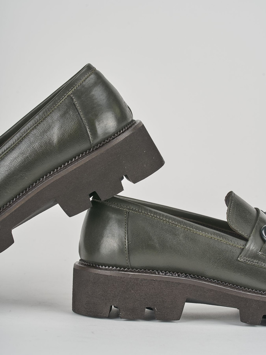 Mocassini tacco 2cm pelle verde