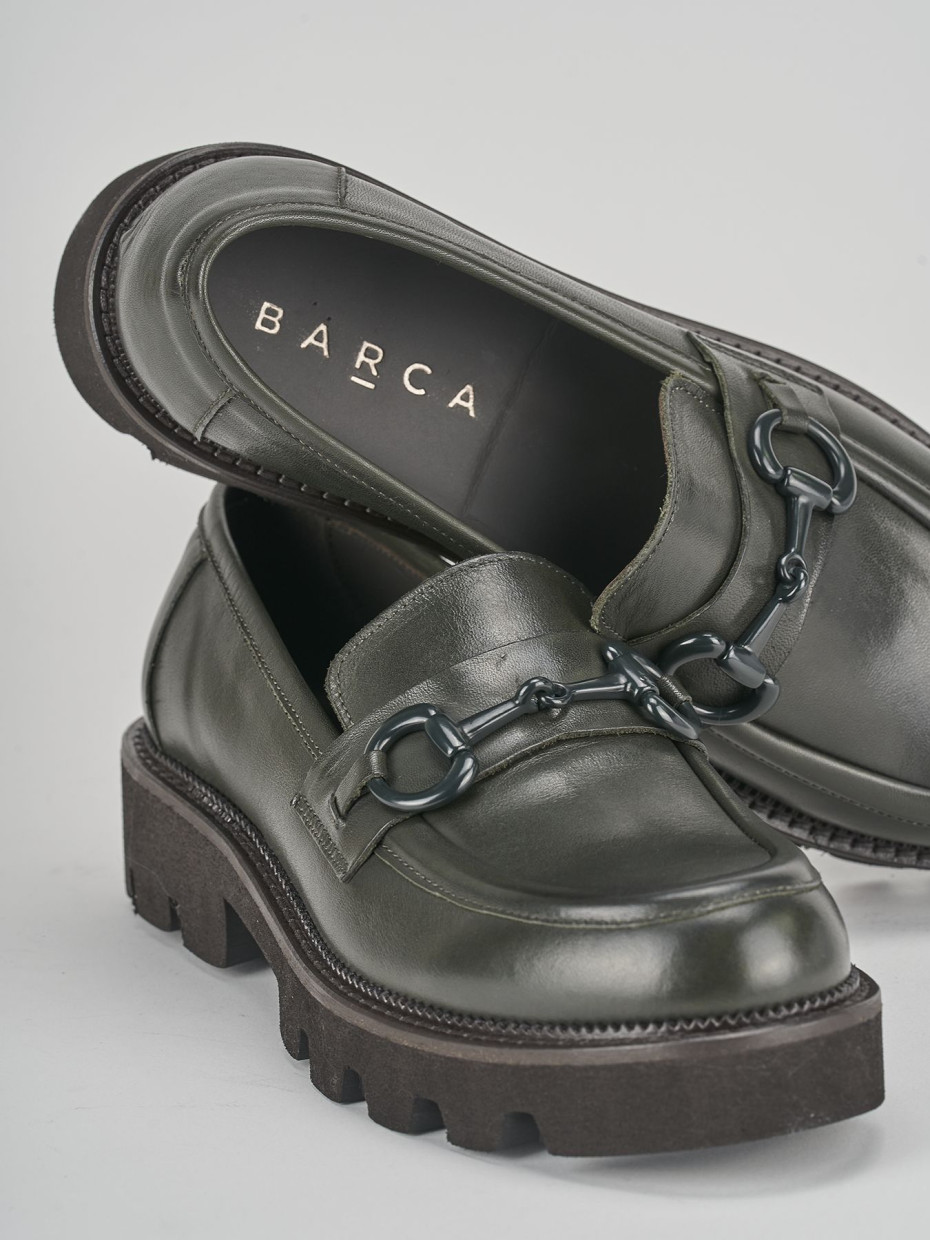Mocassini tacco 2cm pelle verde