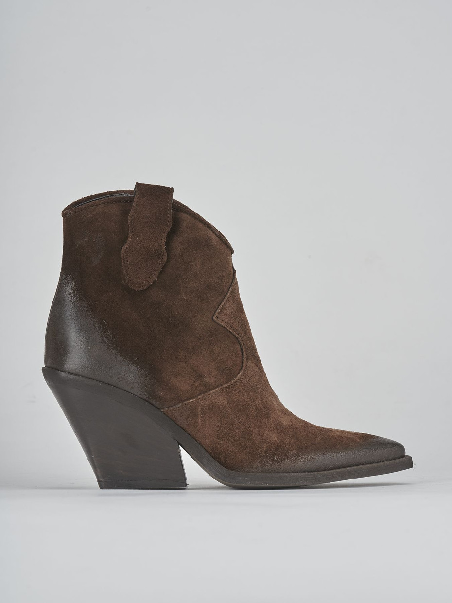 High heel ankle boots heel 7 cm dark brown suede