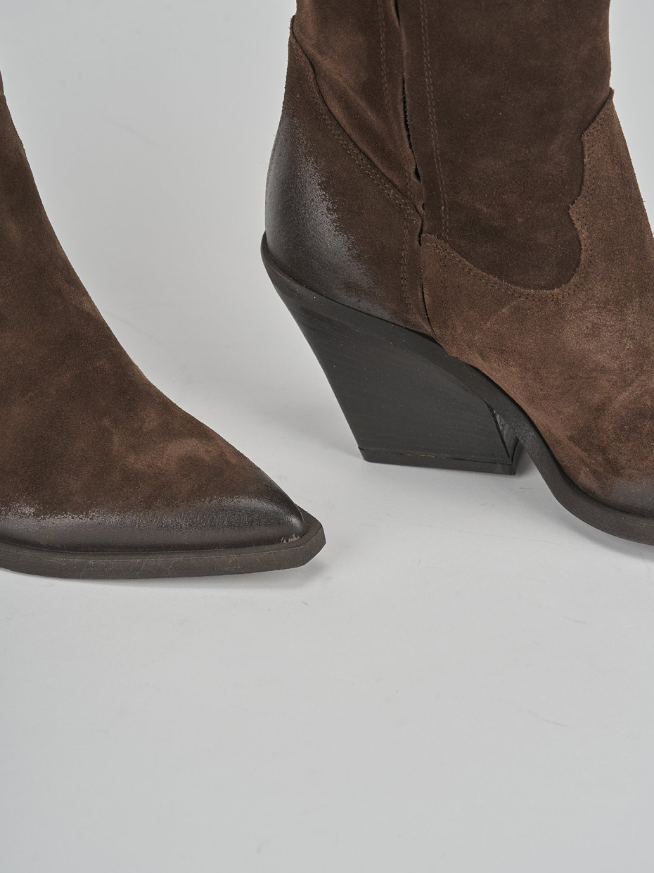 Stivale texano tacco 8cm testa camoscio Barca Stores