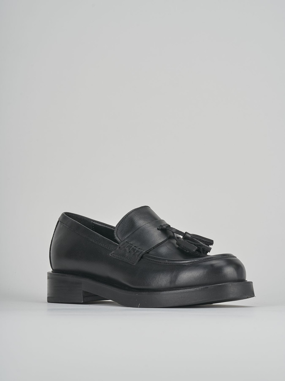 Mocassini tacco 1cm pelle nero