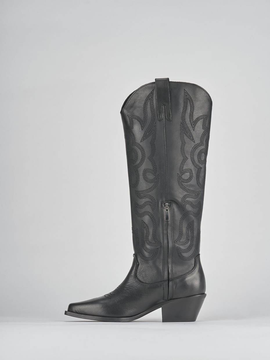 Stivale tacco 4 cm nero pelle