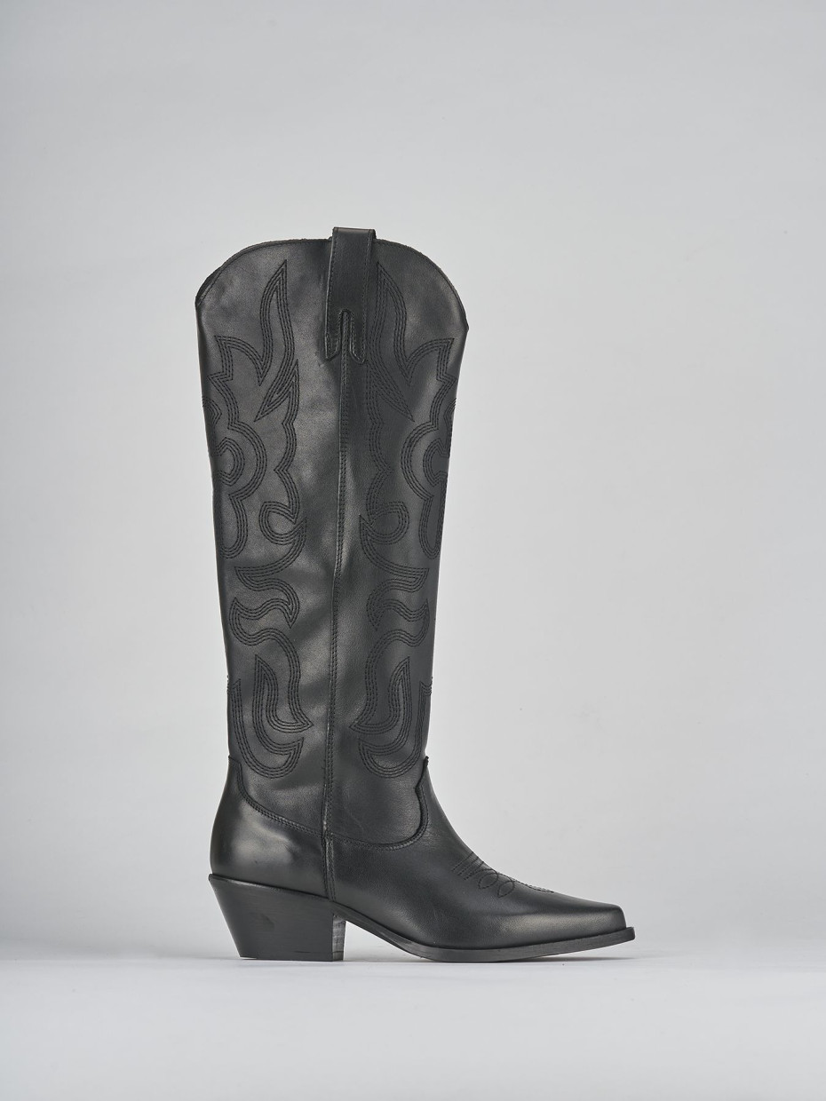 Stivale tacco 4 cm nero pelle