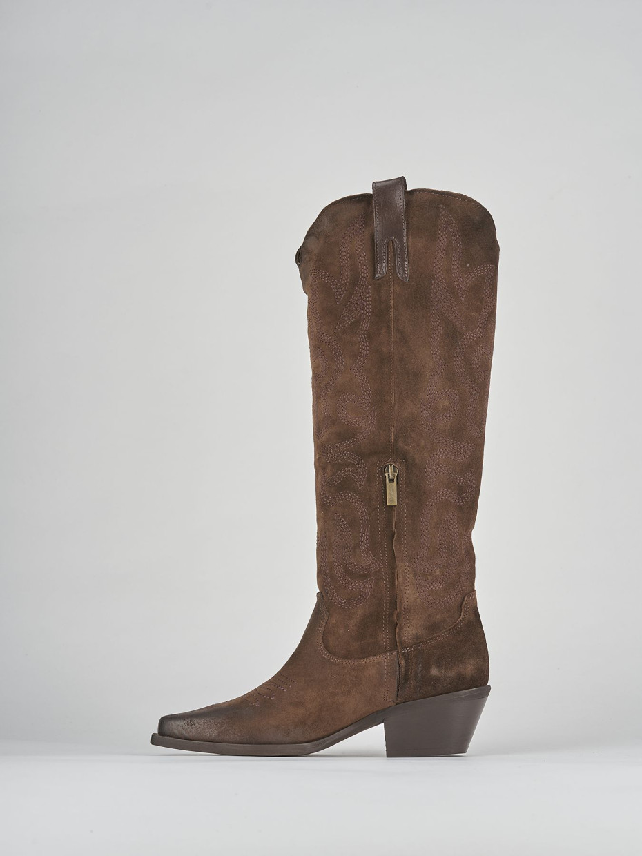 Low heel boots heel 4 cm dark brown chamois