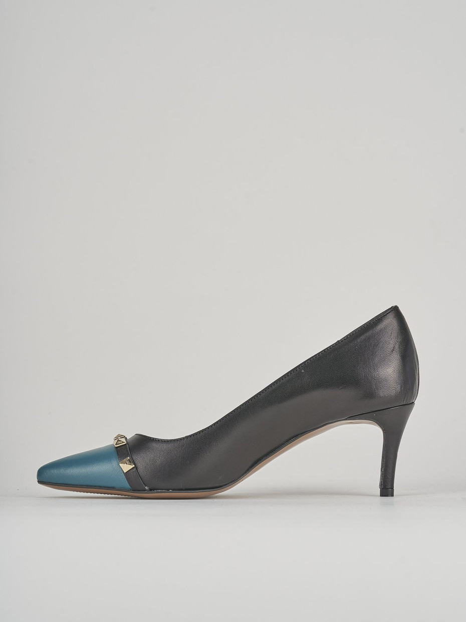 Décolleté e slingback tacco 6cm pelle nero