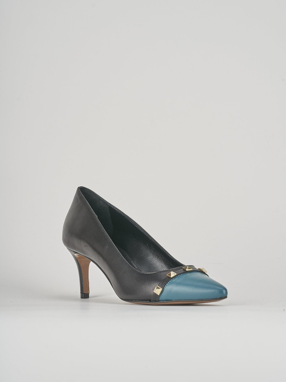 Décolleté e slingback tacco 6cm pelle nero