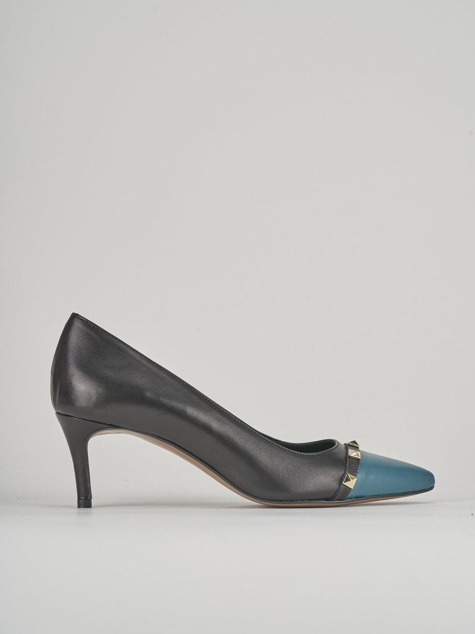 Décolleté e slingback tacco 6cm pelle nero