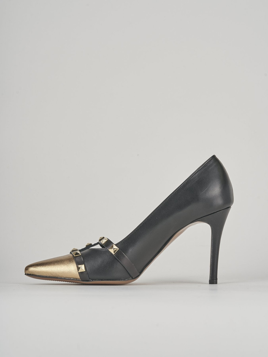 Décolleté e slingback tacco 8cm pelle nero