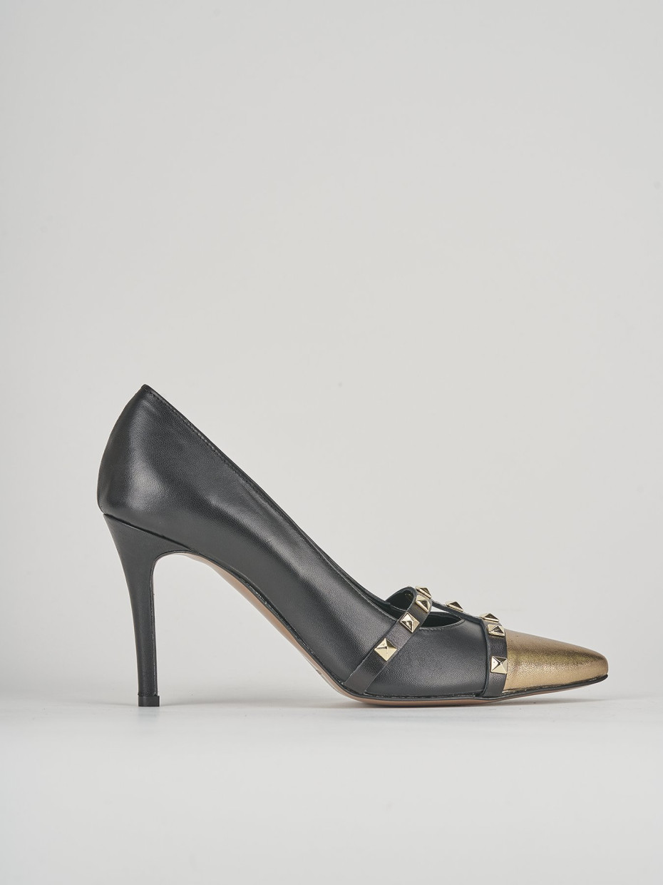 Décolleté e slingback tacco 8cm pelle nero