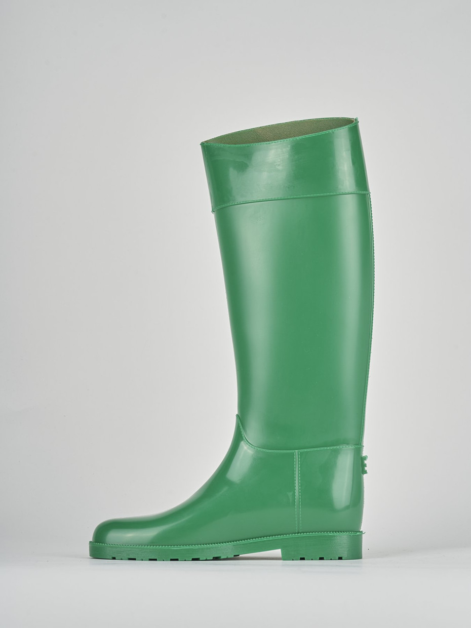 Low heel boots heel 2 cm green rubber