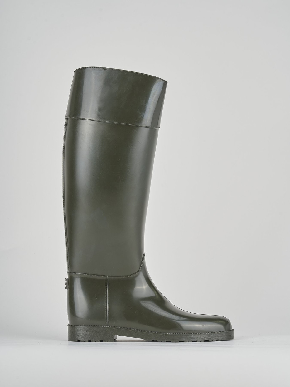 Low heel boots heel 2 cm green rubber