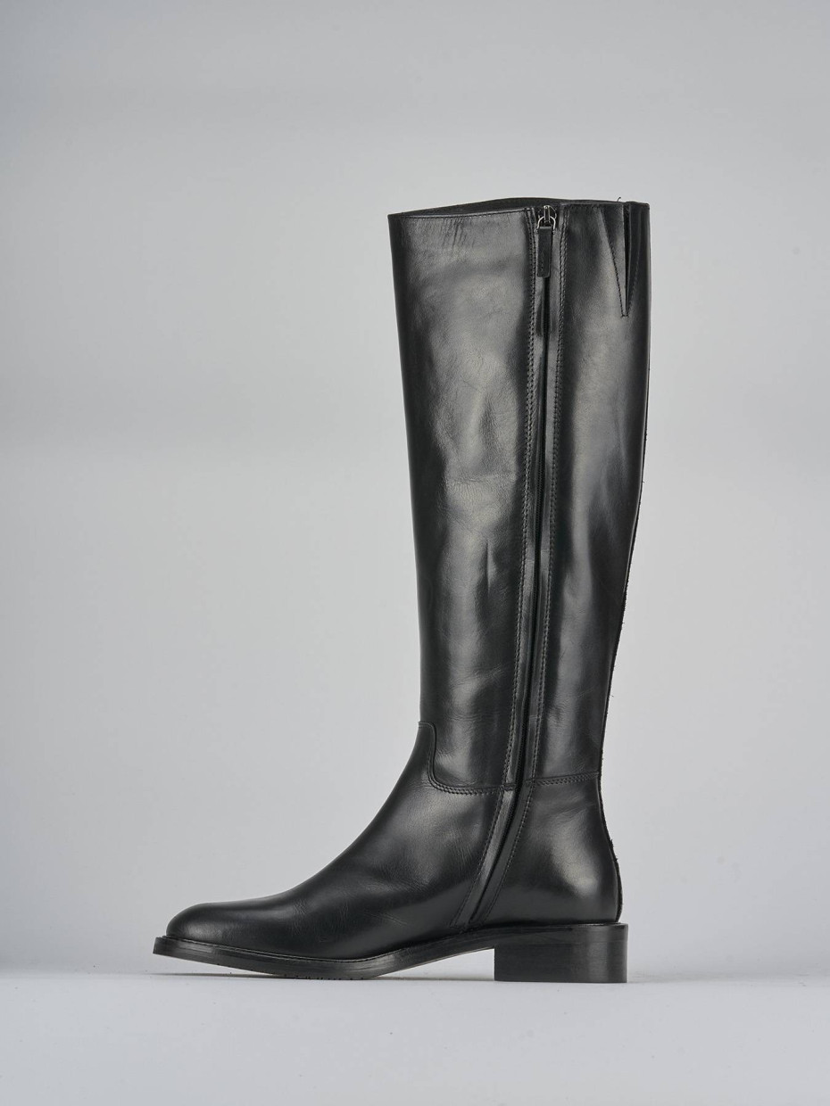 Stivali tacco 2cm pelle nero