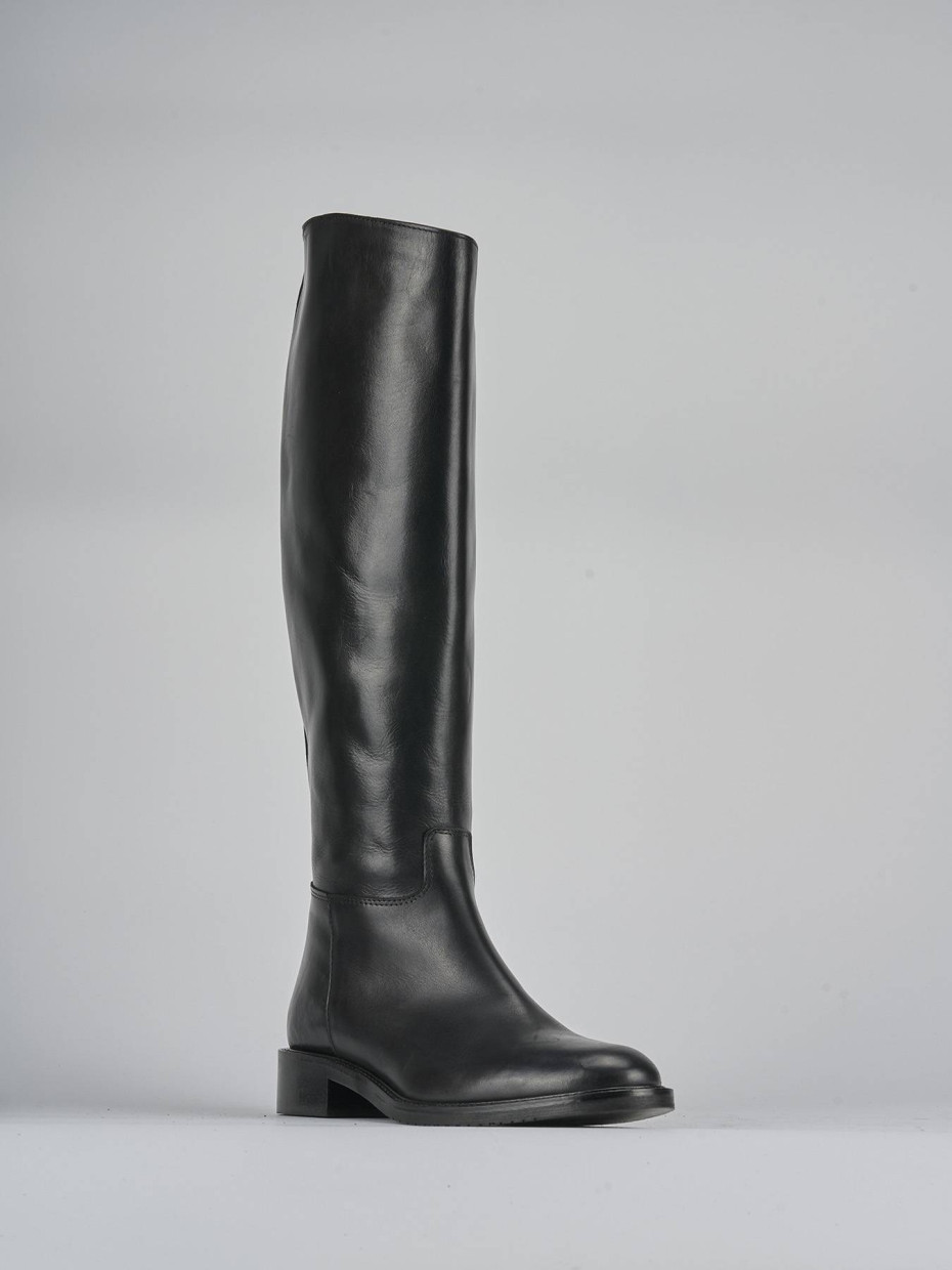 Stivali tacco 2cm pelle nero