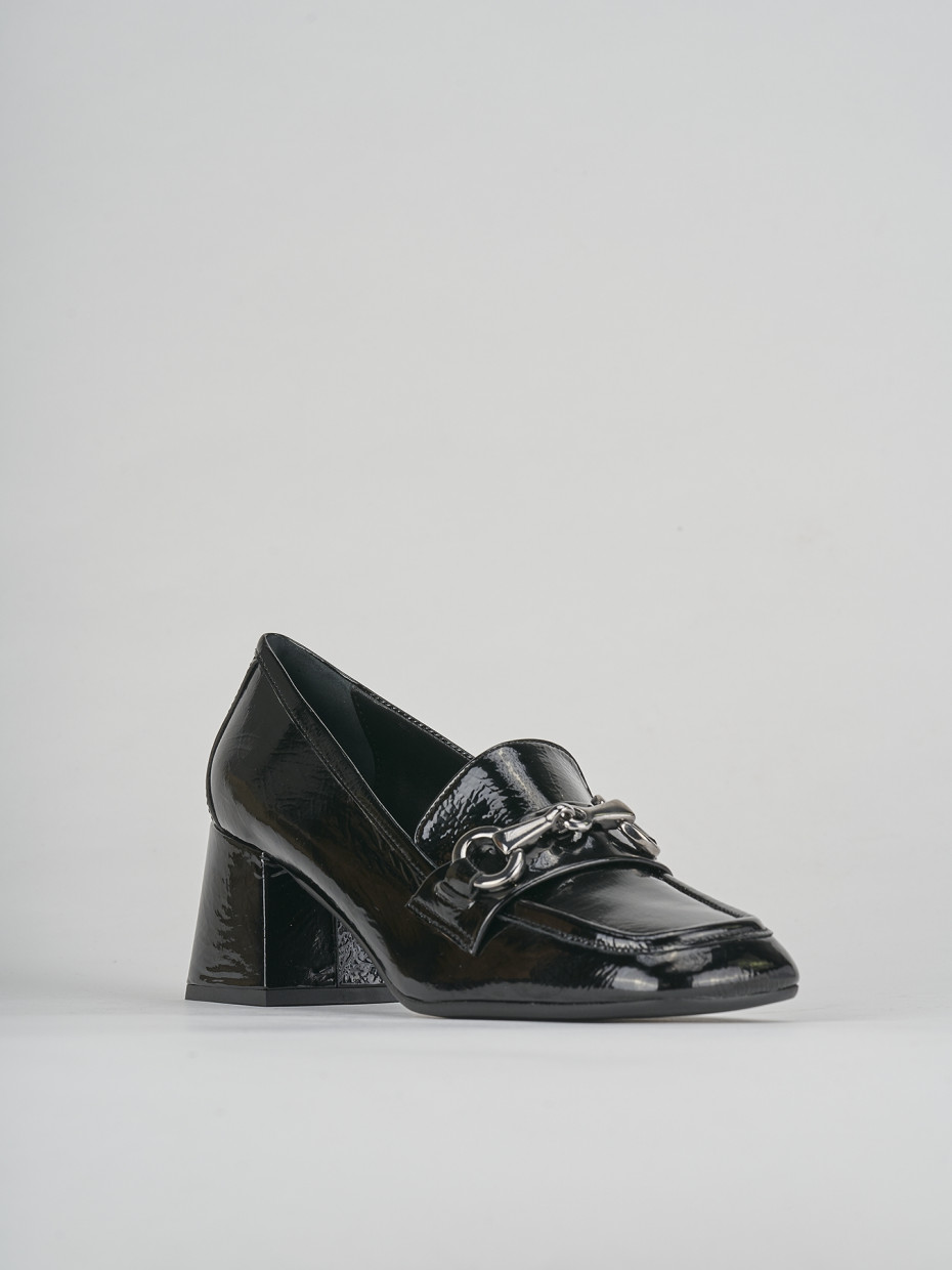 Mocassini tacco 5cm pelle nero