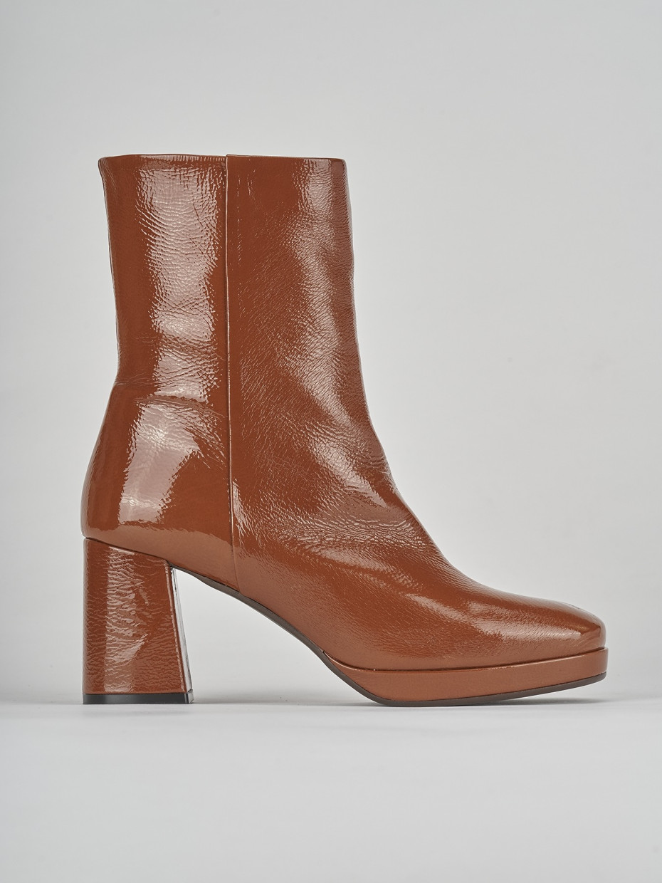 High heel ankle boots heel 8 cm brown leather