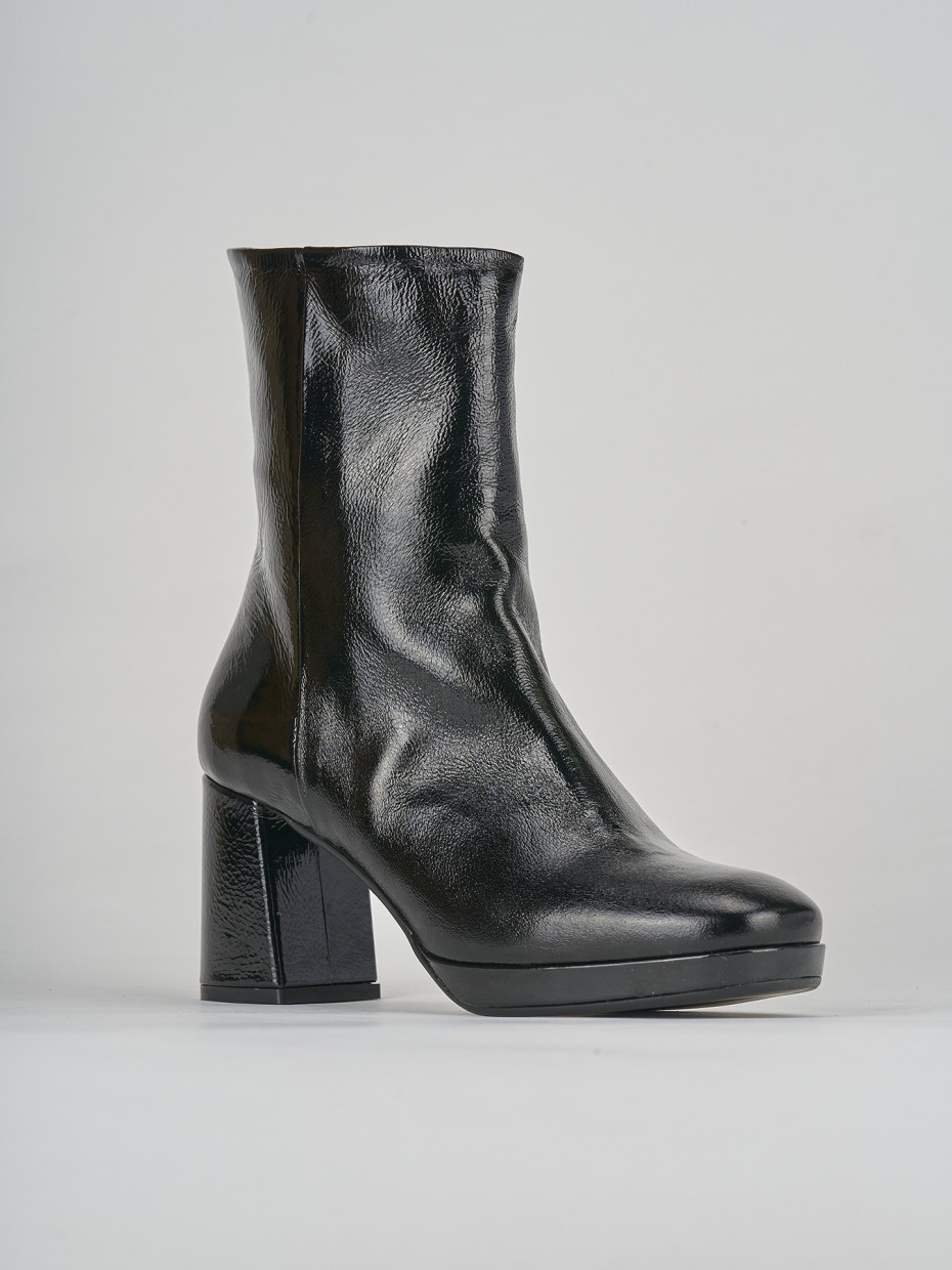 Stivaletti tacco 8cm pelle nero