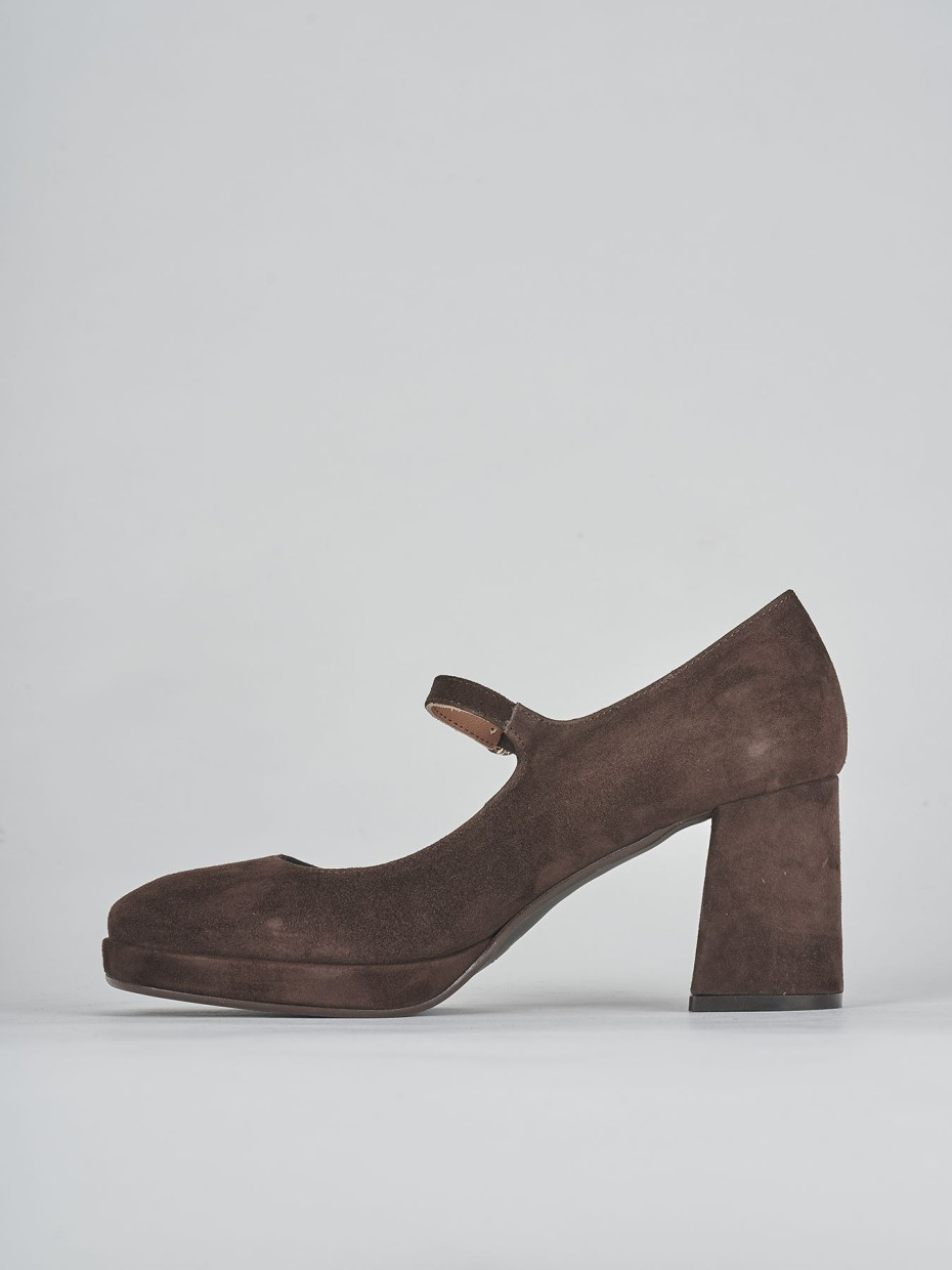 Pumps heel 8 cm dark brown suede