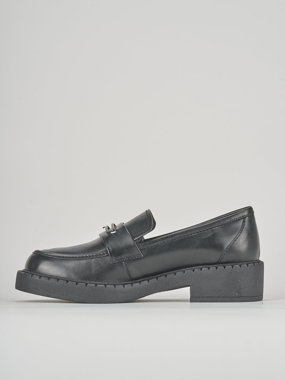 Mocassini tacco 3cm pelle nero