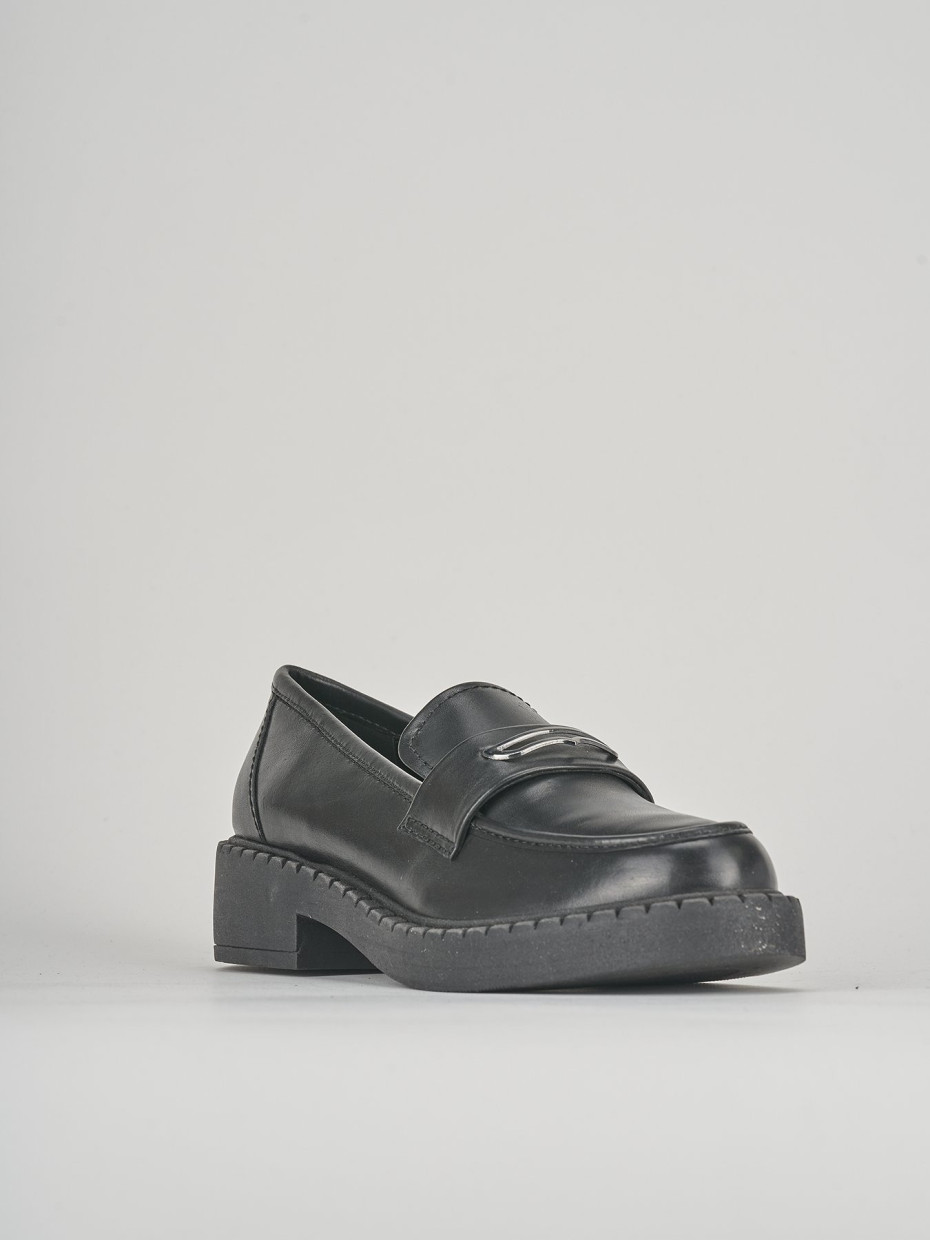 Mocassini tacco 3cm pelle nero