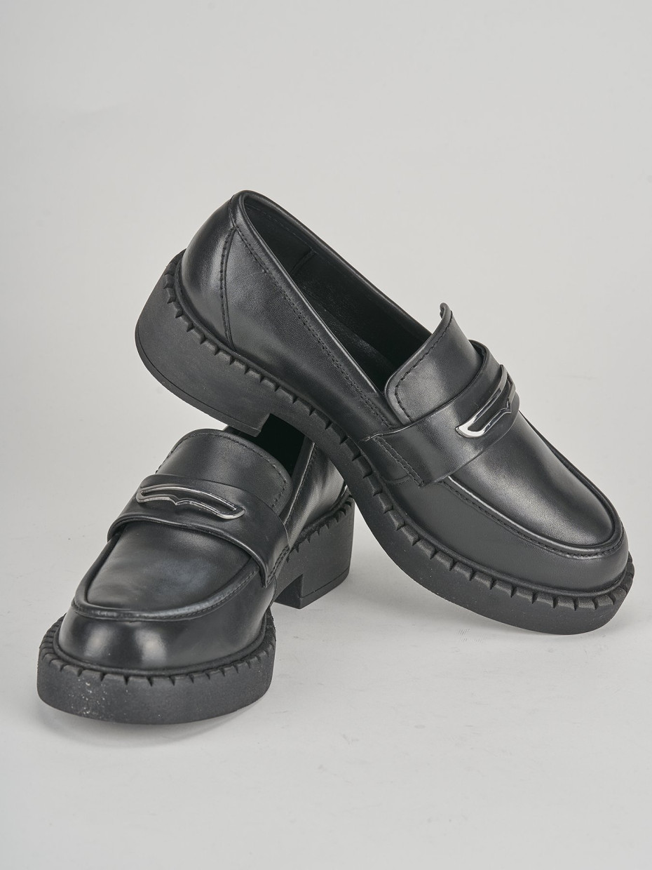 Mocassini tacco 3cm pelle nero