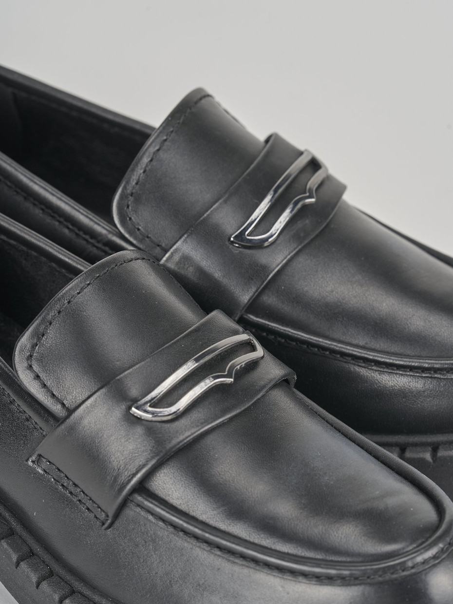 Mocassini tacco 3cm pelle nero