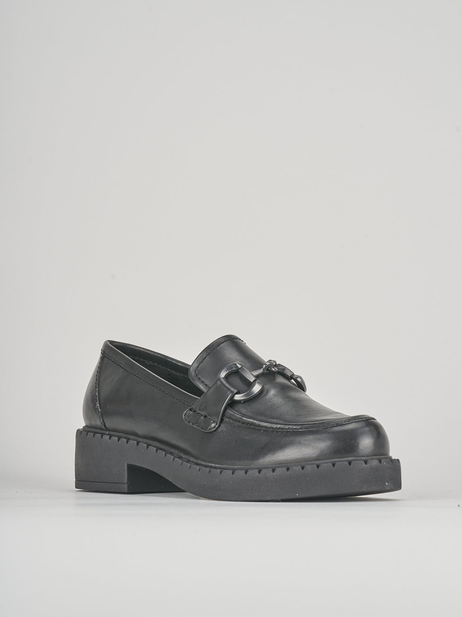 Mocassini tacco 3cm pelle nero