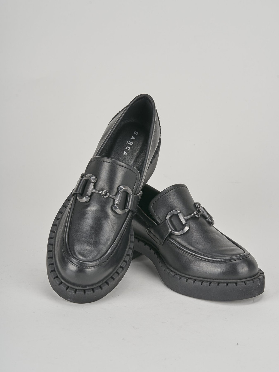 Mocassini tacco 3cm pelle nero
