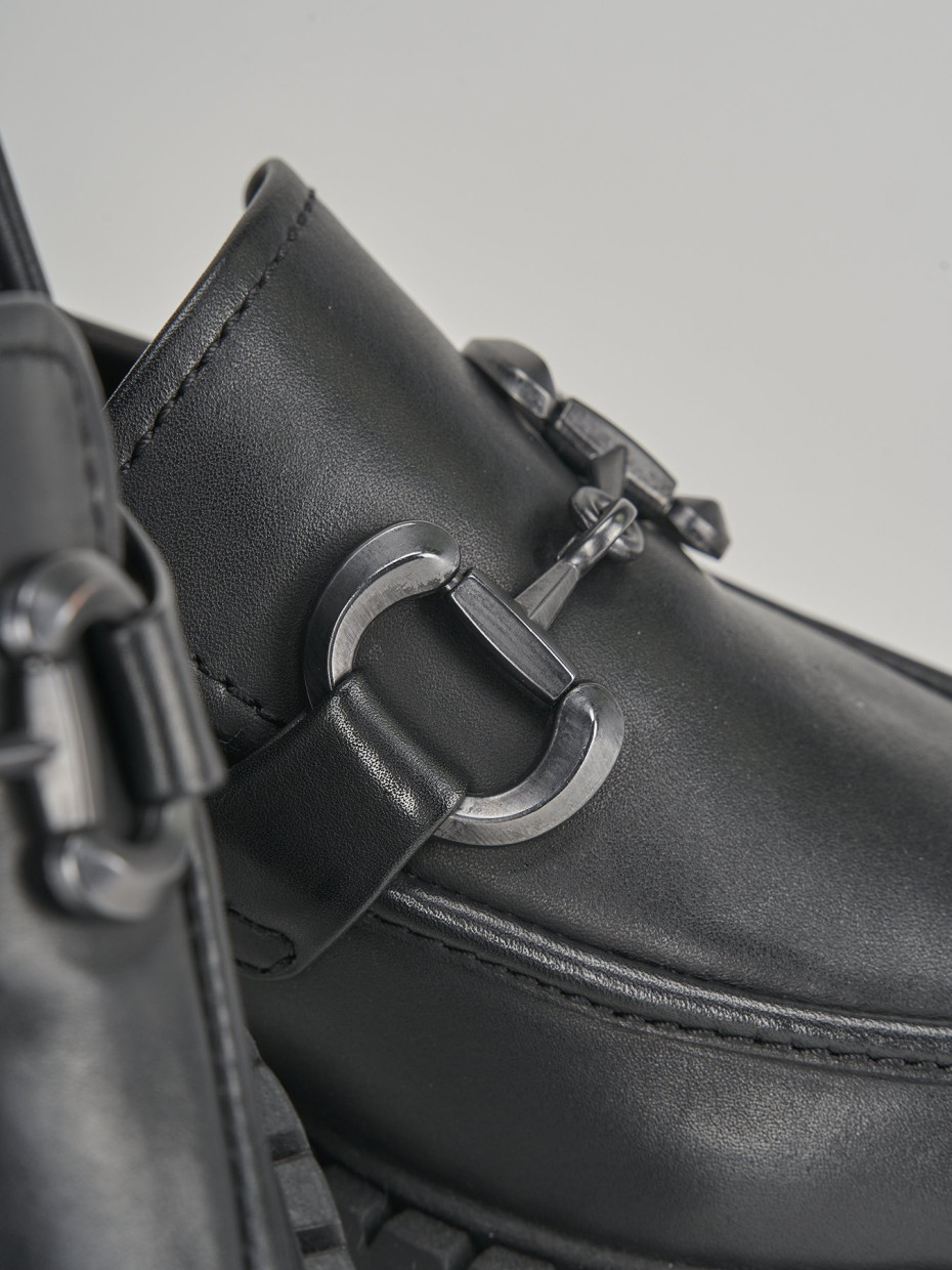 Mocassini tacco 3cm pelle nero