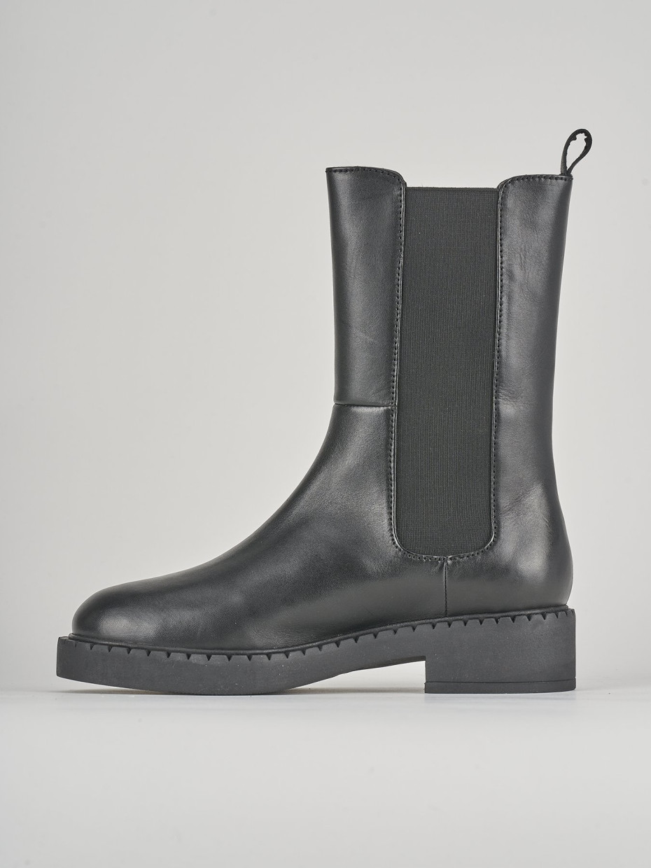Stivaletti tacco 3cm pelle nero