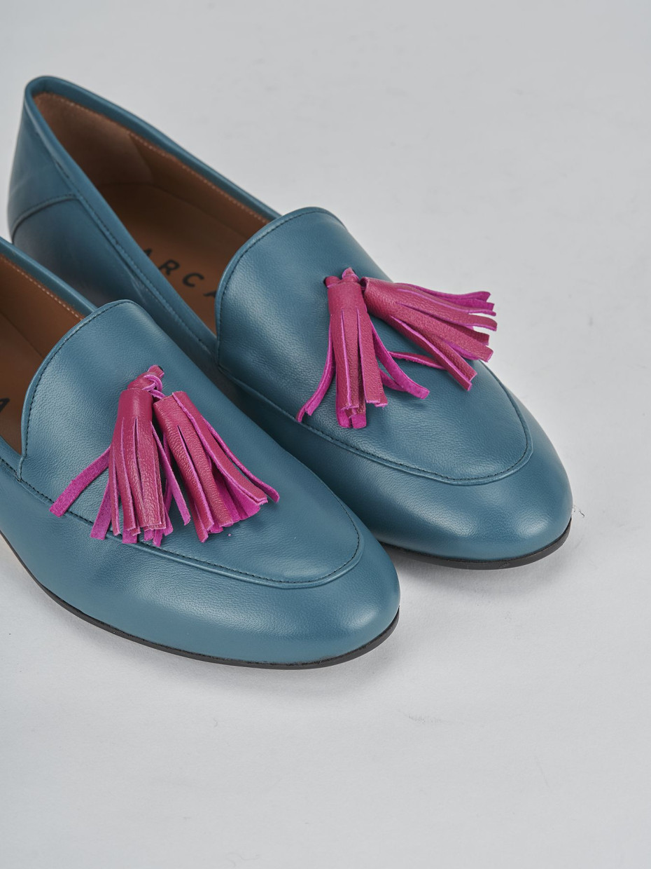 Loafers heel 1 cm blu leather
