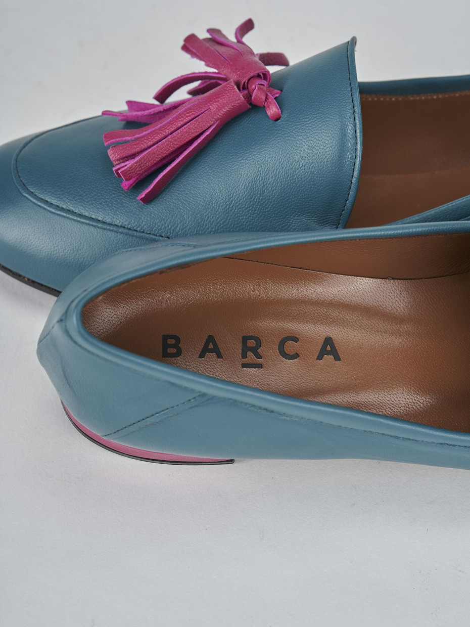 Loafers heel 1 cm blu leather