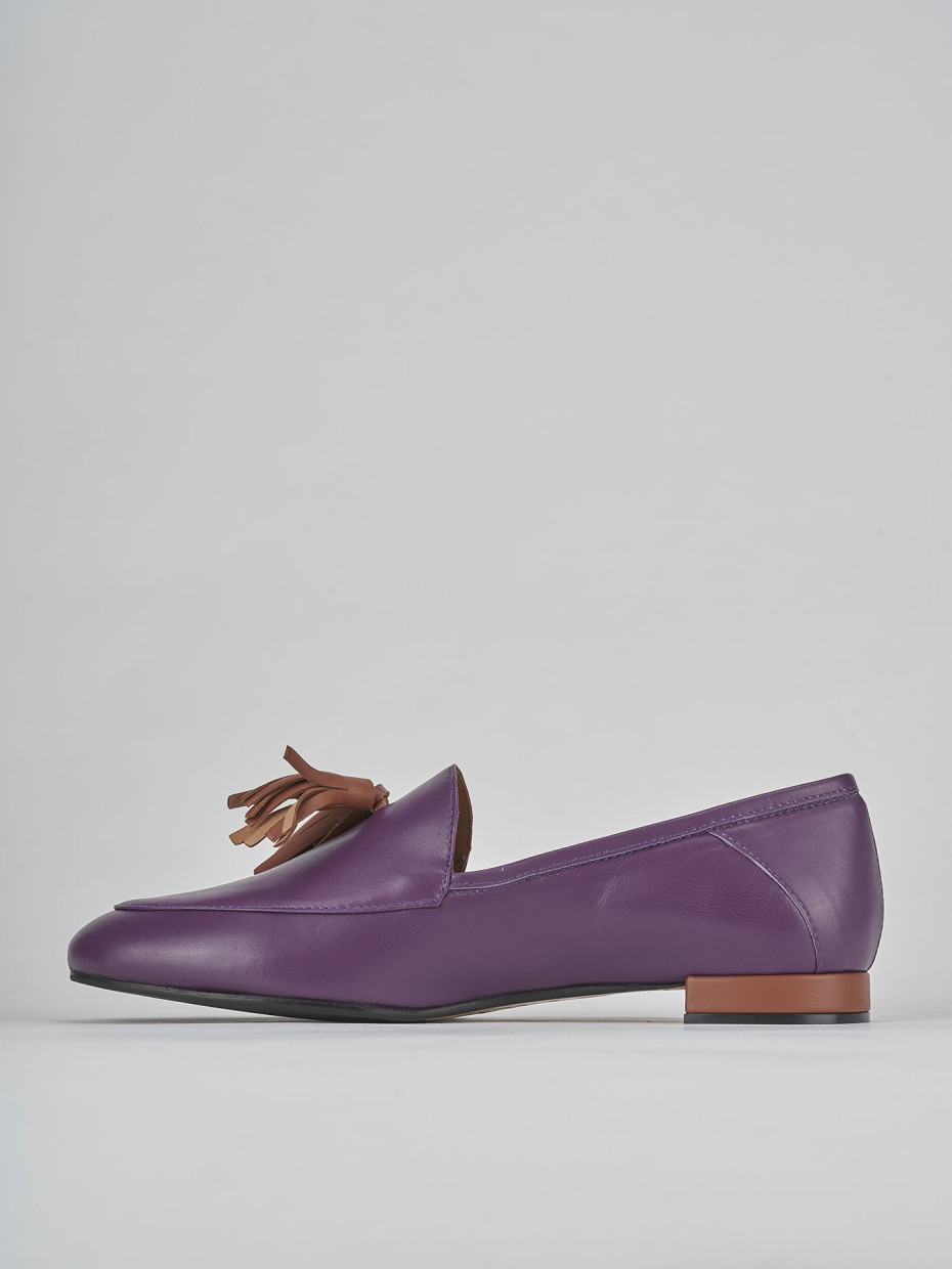 Mocassini tacco 1cm pelle viola