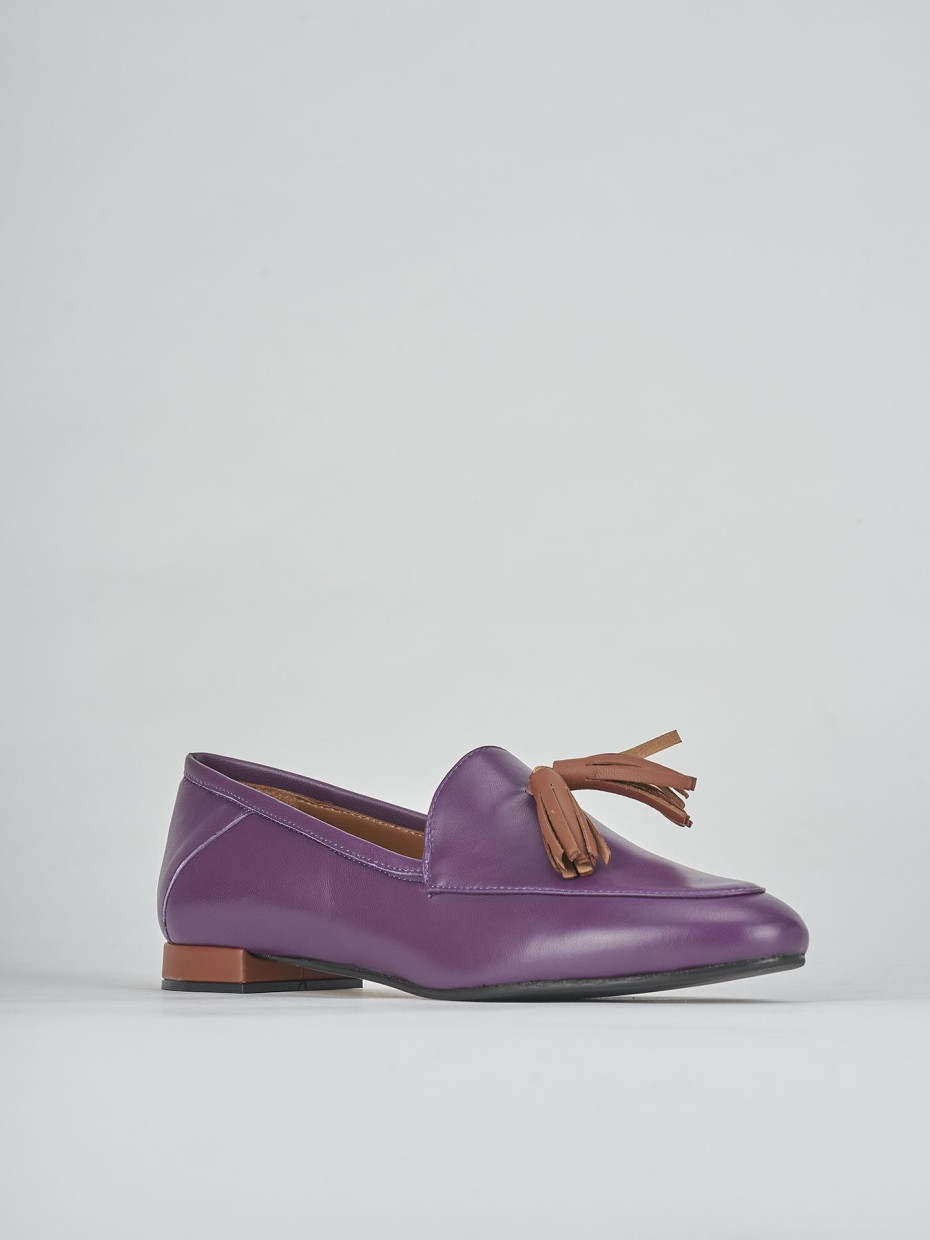 Mocassini tacco 1cm pelle viola