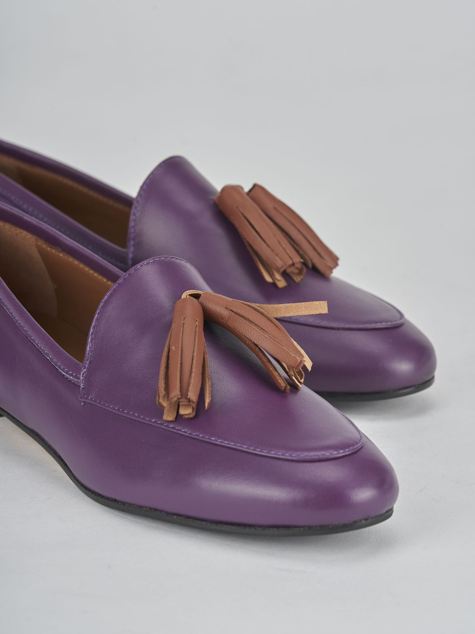 Mocassini tacco 1cm pelle viola