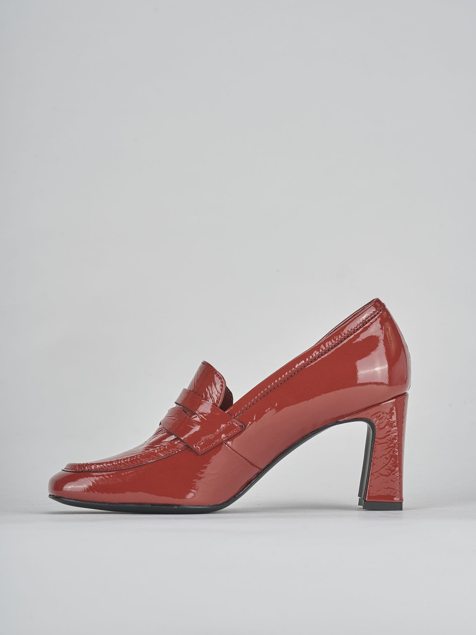 Loafers heel 6 cm red leather