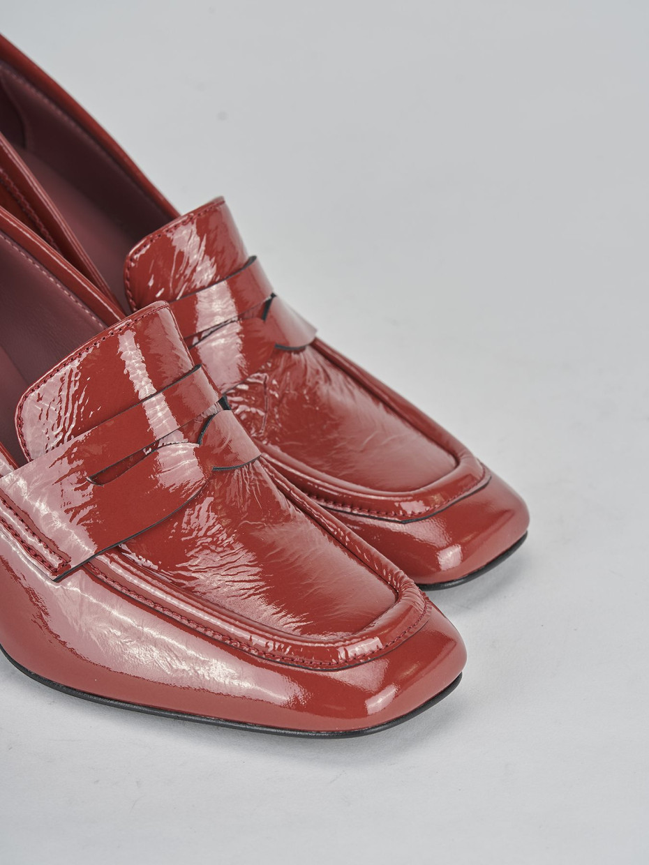 Loafers heel 6 cm red leather