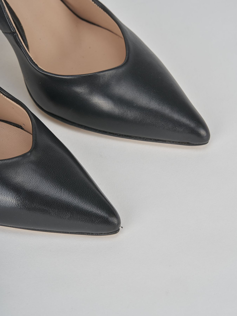 Décolleté e slingback tacco 9cm pelle nero