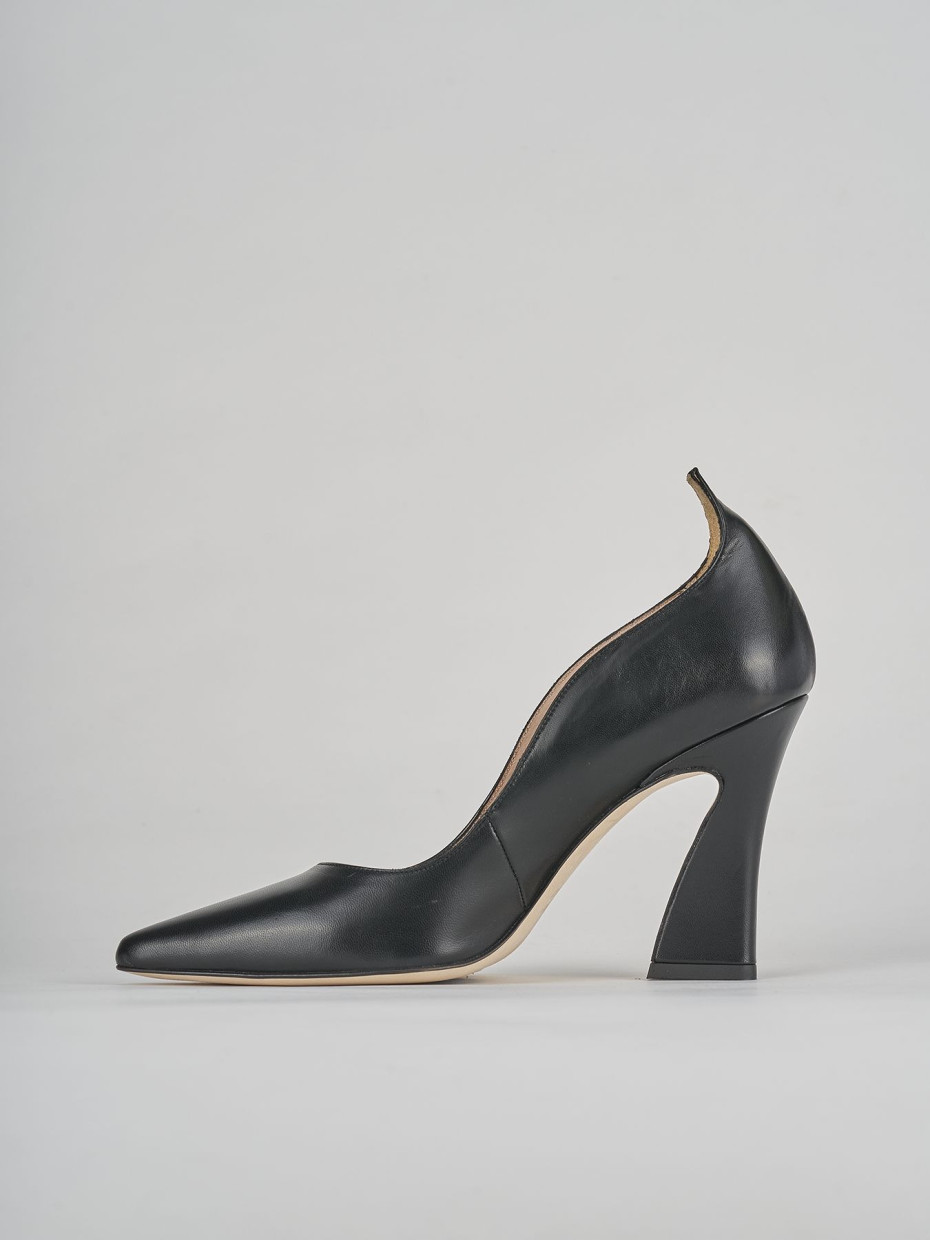 Décolleté e slingback tacco 9cm pelle nero