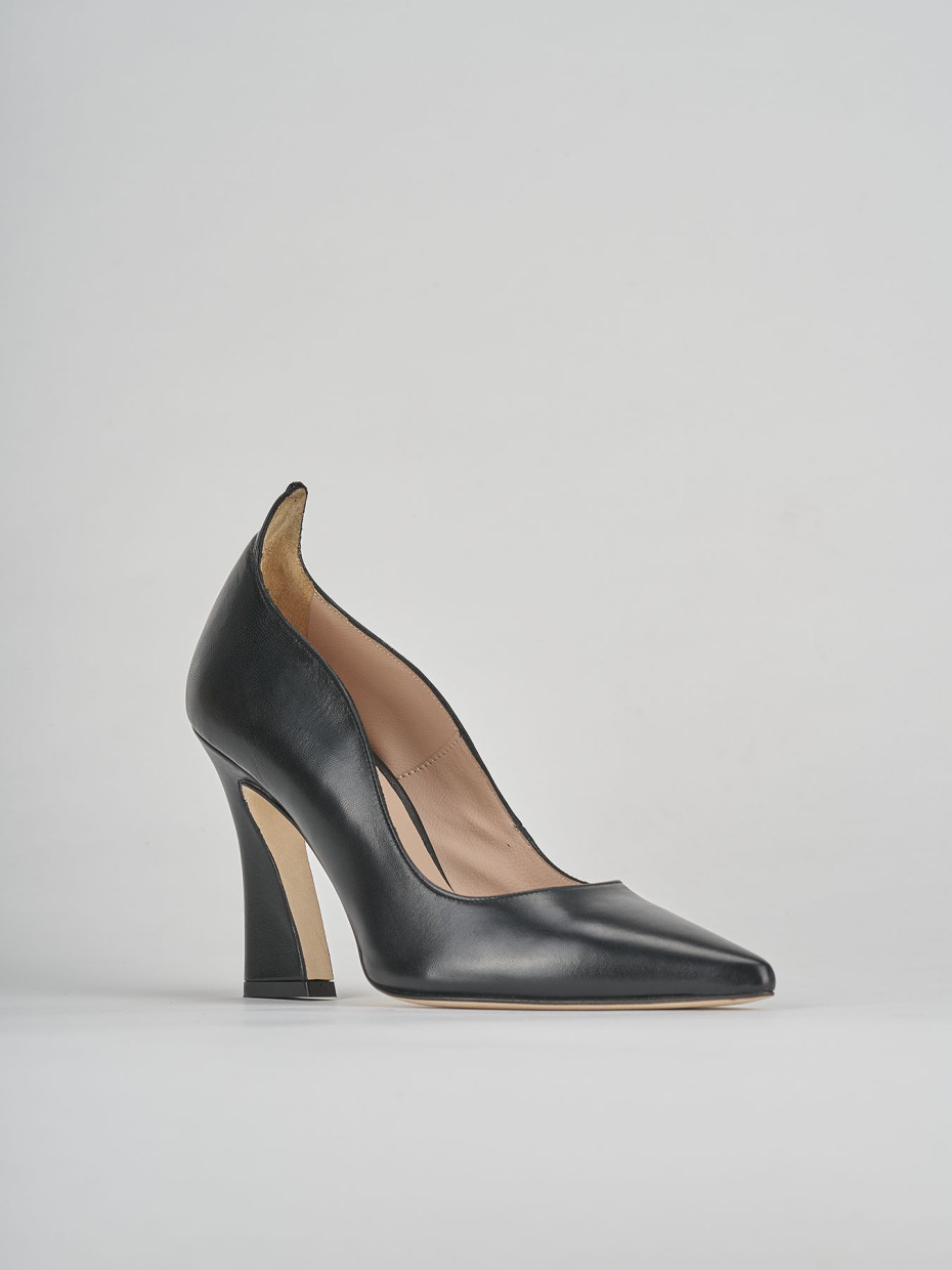 Décolleté e slingback tacco 9cm pelle nero