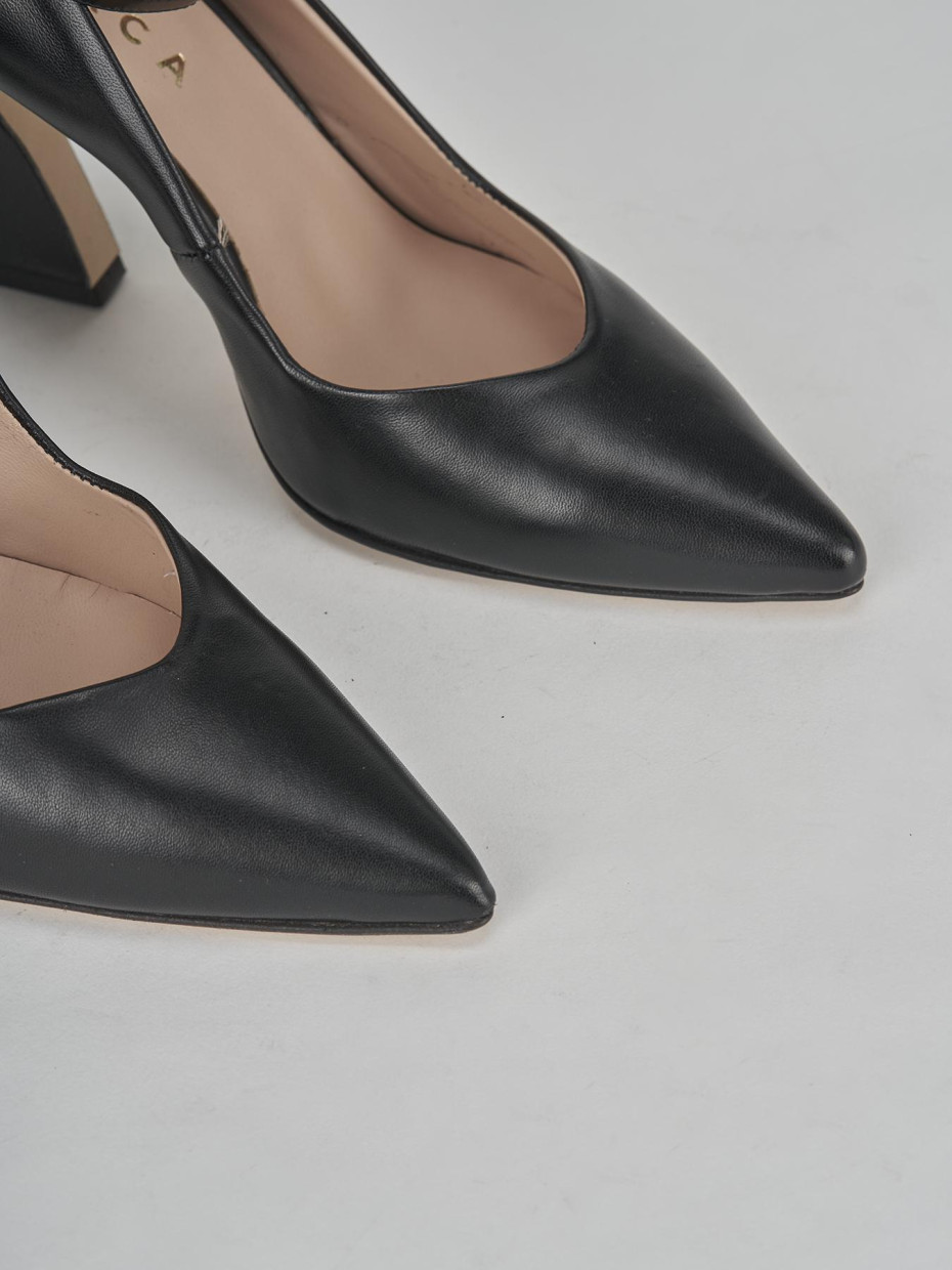 Décolleté e slingback tacco 9cm pelle nero