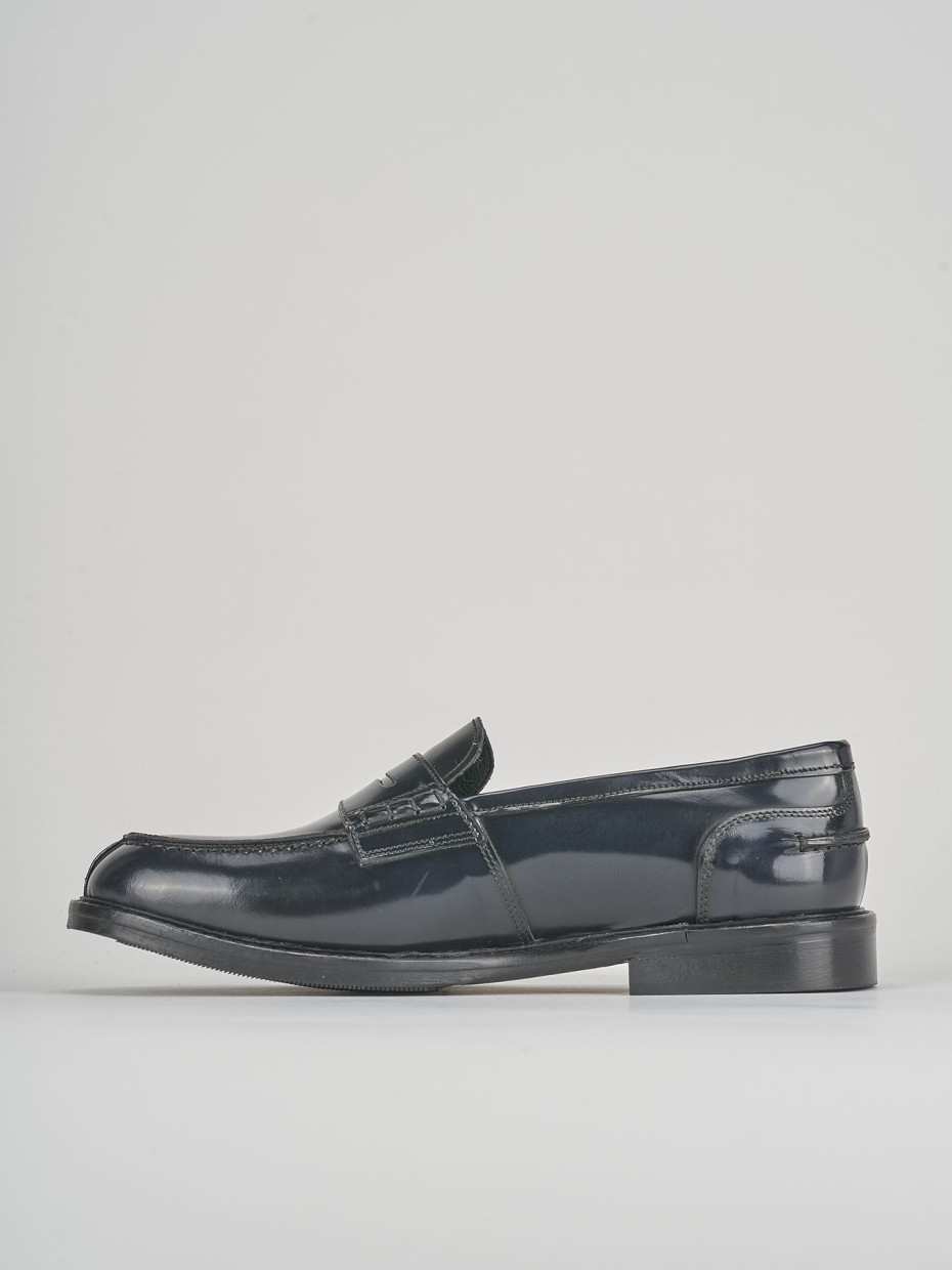 Loafers heel 1 cm blu leather