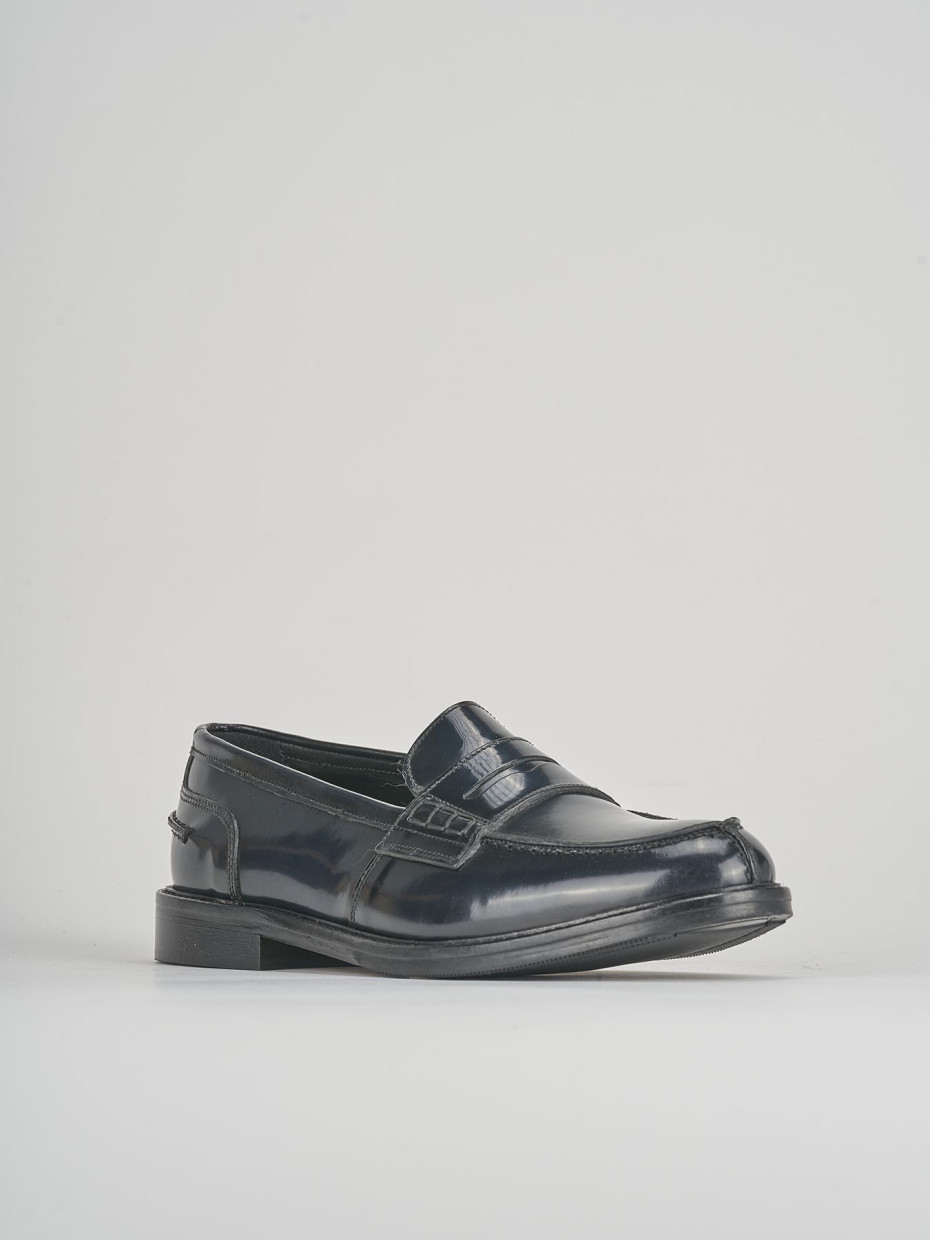 Loafers heel 1 cm blu leather