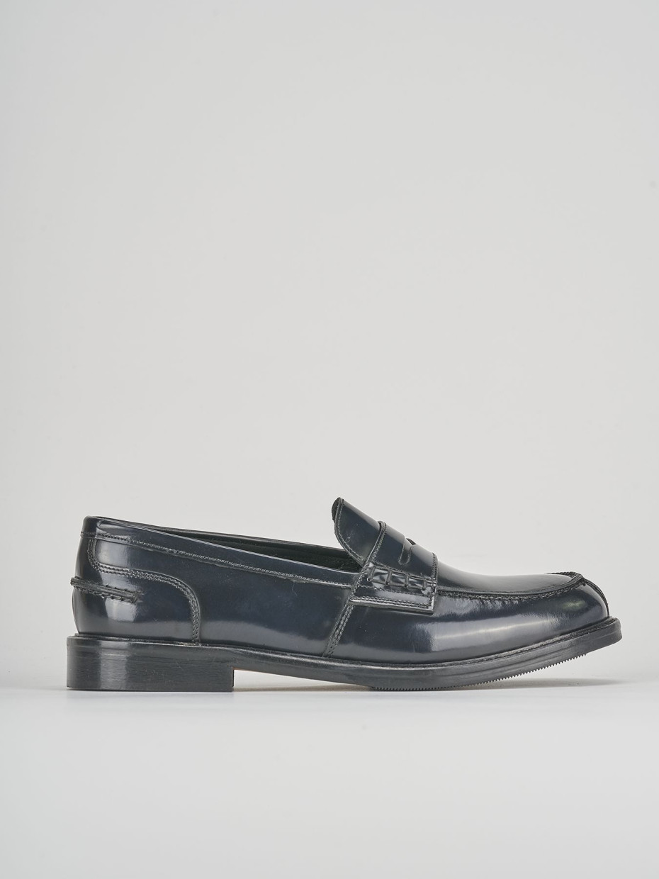 Loafers heel 1 cm blu leather