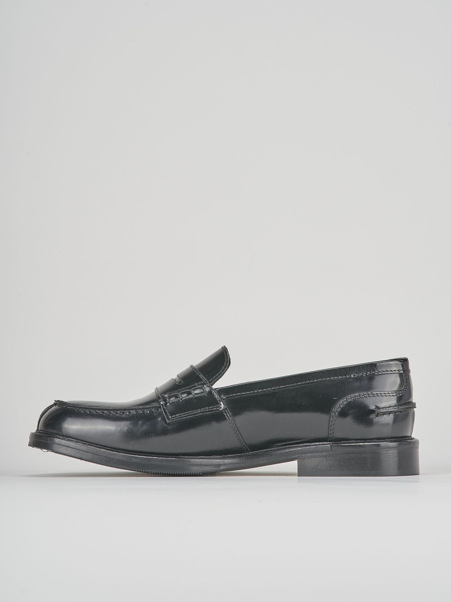 Loafers heel 1 cm black leather