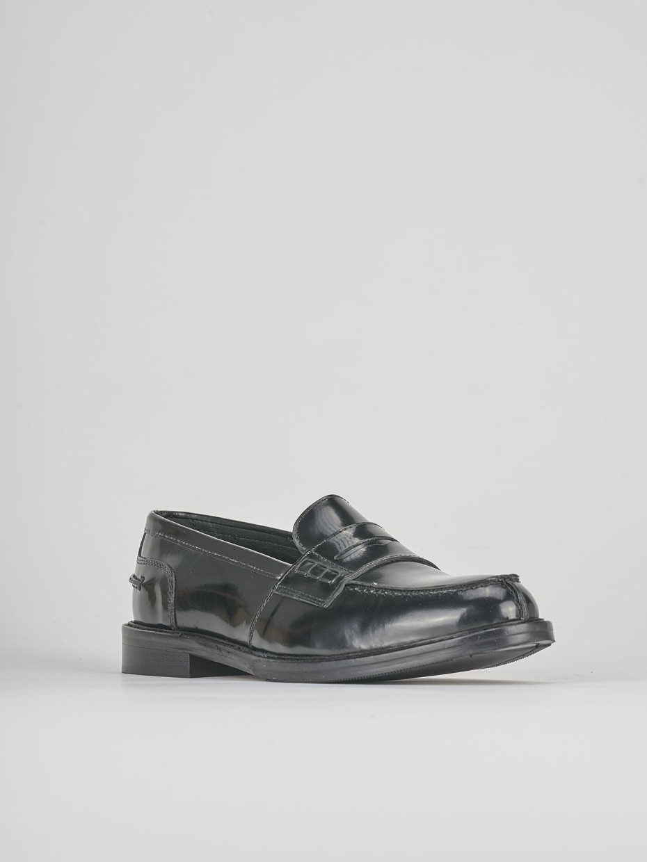 Loafers heel 1 cm black leather